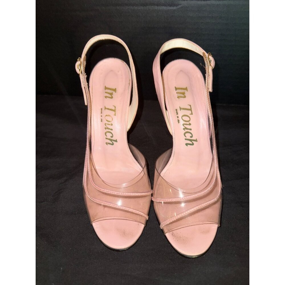 Vintage In Touch Pink & Clear Slingback Heels